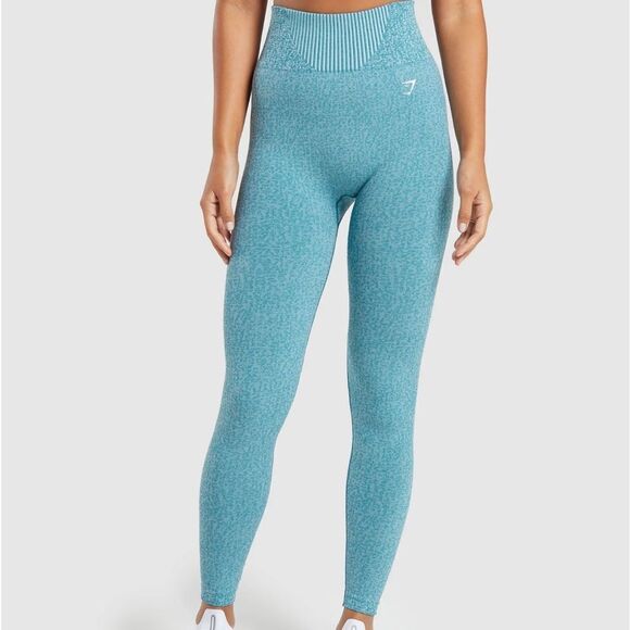 Gymshark Marl Seamless Leggings body fit‎ Light Blue Marl NWT in packaging - Picture 1 of 8